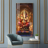 Jai Shree Ganesh Premium Vertical Acrylic Wall Art - Decor Mantra