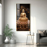 Lotus-Seated Buddha Premium Acrylic Vertical Wall Art - Decor Mantra
