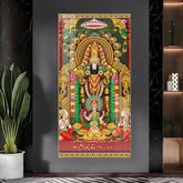 Artistic Lord Venkateswara and Lakshmi Ji Premium Acrylic Vertical Wall Art - Decor Mantra