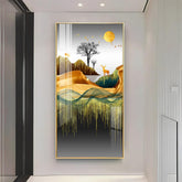 Premium Acrylic Vertical Wall Art Featuring Abstract Deer and Sun - Decor Mantra