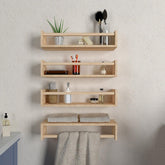 Classic Horizontal Four Wall Shelf with Oak Finish - Decor Mantra