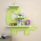 Dinosaur Shaped Wooden Wall Storage Shelf for Kids - Decor Mantra