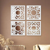 Ancient Arabic Wooden Design Mirror Wall Art Set of 4 - Decor Mantra