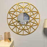Beautiful Decorative Vanity Wooden Mirror with Golden Finish Frame - Decor Mantra