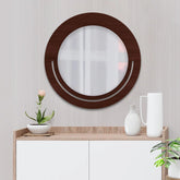Beautiful Rounded Shape Designer Vanity Wooden Wall Mirror - Decor Mantra
