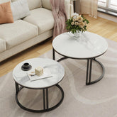 Classic Black Round Coffee Table Set of 2 - Decor Mantra