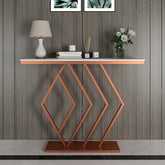 Classic Design Copper Console Table in Geometric Pattern - Decor Mantra