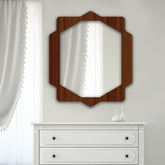 Geometrical Hexagon Shape Decorative Wooden Wall Mirror - Decor Mantra