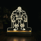 3D Illusion Hulk Night Lamp – Acrylic LED Light with Wooden Base