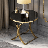 Premium Golden Iron Avarua Round Marble Table - Decor Mantra