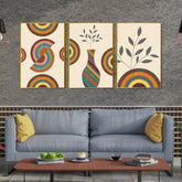 Flower Pot Floating Canvas Wall Painting Set of Three - Decor Mantra