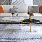 Modern Black & White Round Shaped Nesting Coffee Table Set of 2 - Decor Mantra