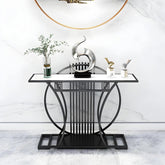 Modern Contemporary White Marble Black Console Table - Decor Mantra