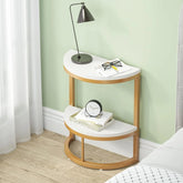 Modern End Semi Circle Side Table with Storage Shelf - Decor Mantra