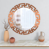 Modern Geometric Design Copper Finish Circular Vanity Mirror - Decor Mantra