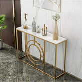 Modern Minimalist White Marble Gold Console Table - Decor Mantra