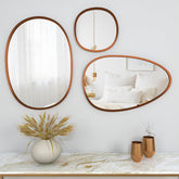 Modern Pebble Shaped Wall Mirrors Set of 3 with Copper Finish - Decor Mantra