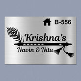 Personalized Stainless Steel Metal Name Plate for Home – Flute Theme | Premium Outdoor Name Plate