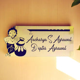 Personalized Metal Name Plate for Home – Krishna Theme Stainless Steel
