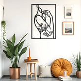 Women With Flower Line Art Metal Wall Art