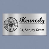 Personalized Stainless Steel Metal Name Plate for Home – Sai Baba Theme