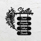 Personalized Laser Cut Peacock Feather Metal Name Plate for Home – Mild Steel