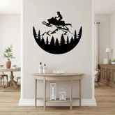 Snowmobile Mountain Rider Metal Wall Art