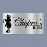 Personalized Lord Krishna Stainless Steel Metal Name Plate for Home