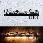 Personalized Waterproof Black LED Metal Name Plate for Home – Laser Cut Design