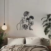 Flower Women Minimalist Line Metal Wall Art