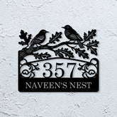 Personalized Metal Name Plate for Home – Birds Theme Laser Cut Steel