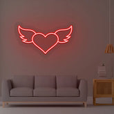 Heart with Wings Neon Sign | Love LED Neon Light for Bedroom & Wall Decor
