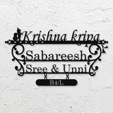 Personalized Laser Cut Little Krishna Metal Name Plate for Home