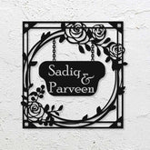 Personalized Metal Name Plate for Home – Rose Theme Steel Design
