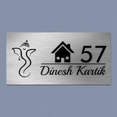 Personalized Ganesha Stainless Steel Metal Name Plate for Home | Custom House Design