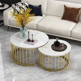 Premium Golden Caged with White Marble Table Set of 2 - Decor Mantra