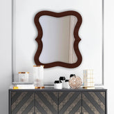 Rectangular Wavy Shaped Wooden Wall Mirror - Decor Mantra