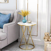 Rounded Side End Designer Golden Metal Finish Side Table - Decor Mantra