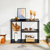 The Stylish Sidekick 3-Tier Black Marble Console Table - Decor Mantra