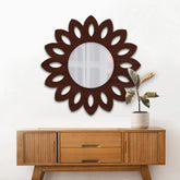 Traditional Antique Floral Designer Wooden Wall Mirror - Decor Mantra