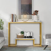 Two-Tier White Marble Gold Console Table - Decor Mantra