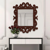 Unique Mirror Shapes Brown Wood Wall Mirror - Decor Mantra