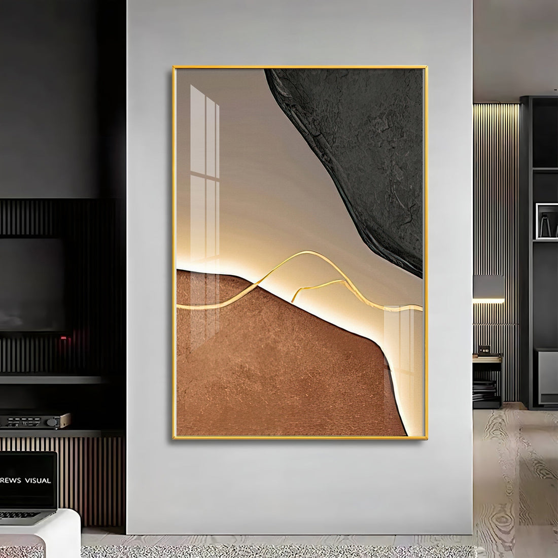 Gilded Lines Premium Acrylic Vertical Wall Art