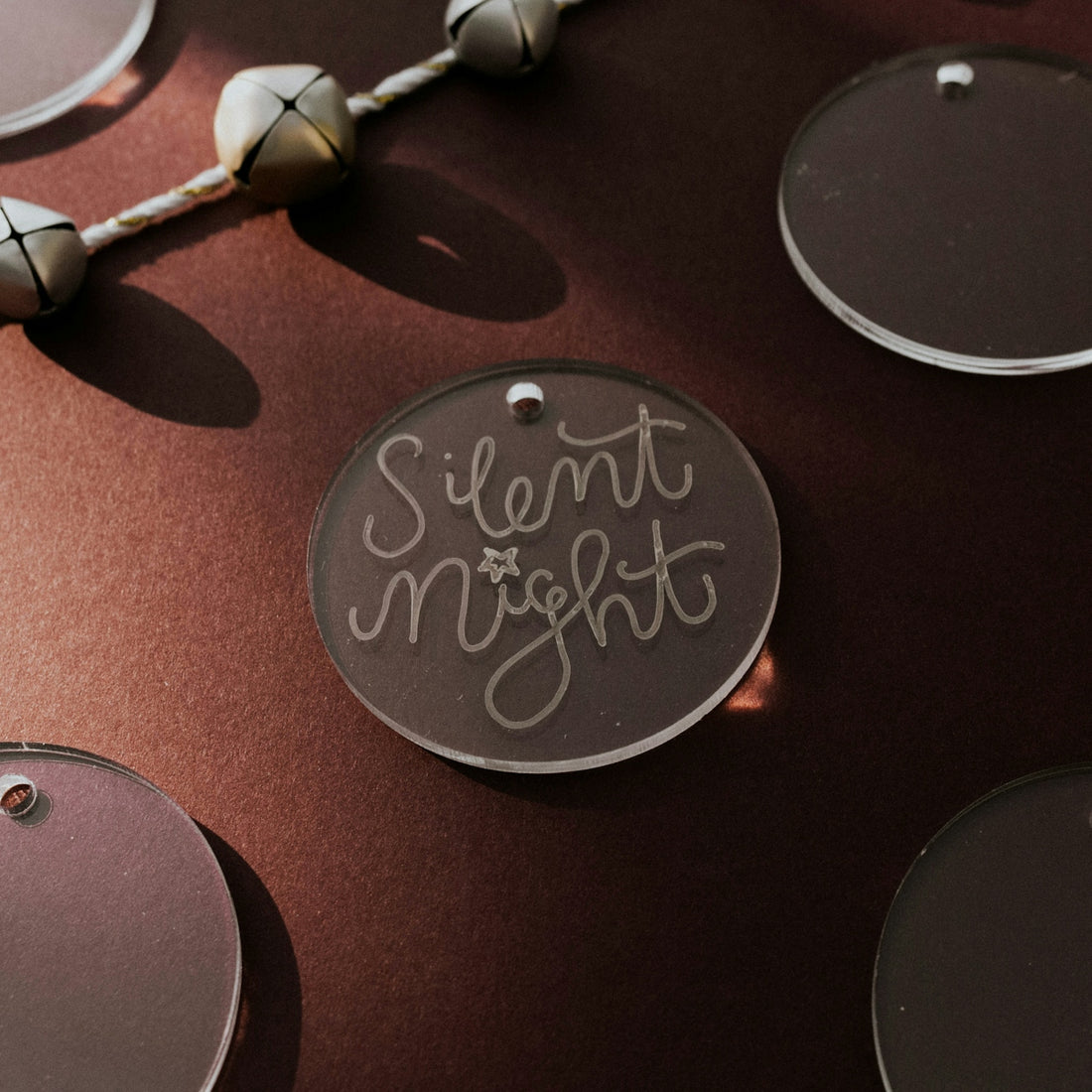 round Silent Night-printed glass decor