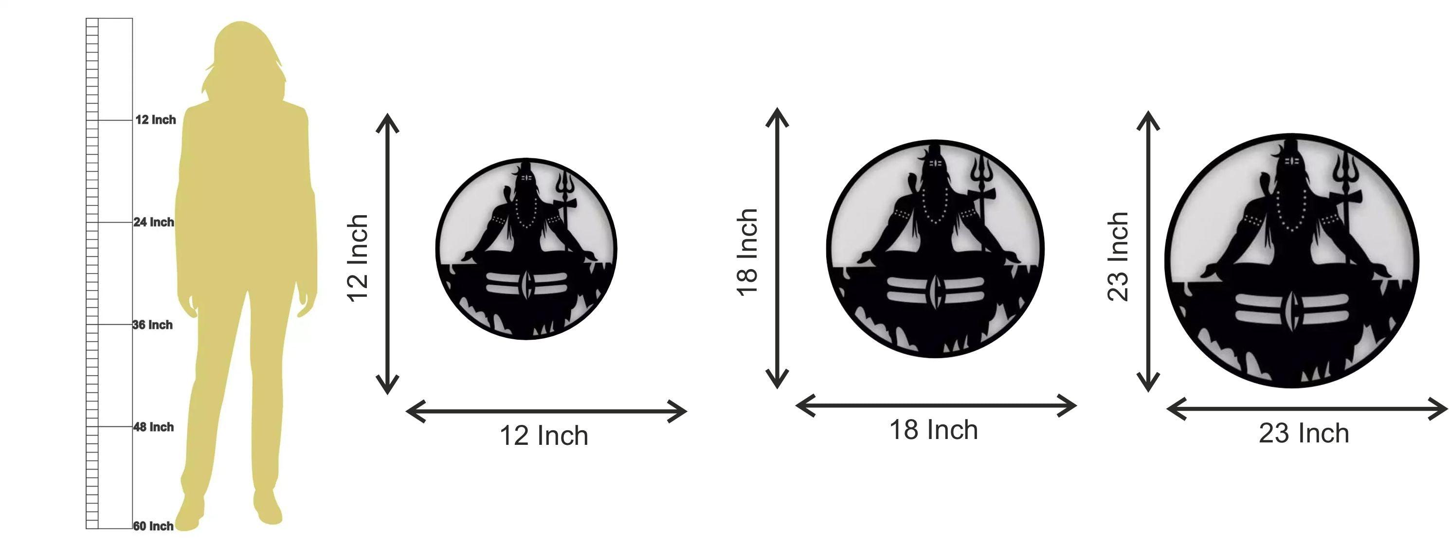 Mahadev Shiv Ji Wall Decor MDF Wood Backlit Wall Art With LED Light For Living Room - Decor Mantra 