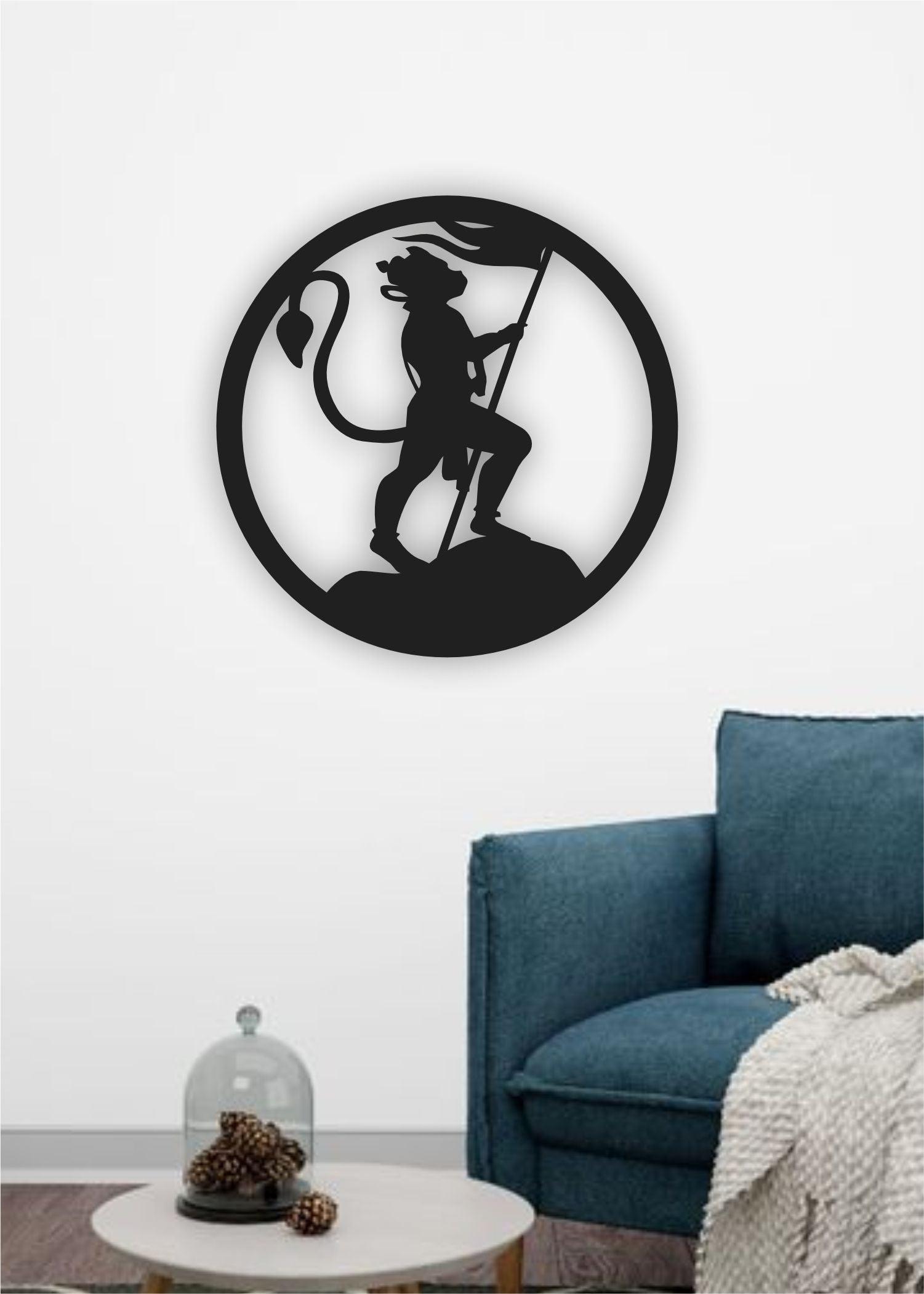 Jai Hanuman Ji LED Wall Decor MDF Wood Backlit Wall Art With LED Light For Living Room - Decor Mantra 