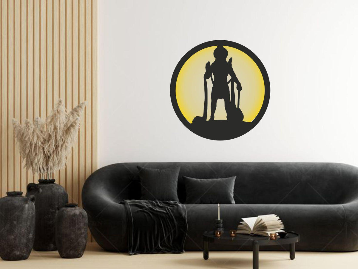 Hanuman Ji LED Wall Decor MDF Wood Backlit Wall Art With LED Light For Living Room - Decor Mantra 