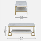 Metal Coffee Table with Brass Finish and Porcelain Top DECORMANTRA