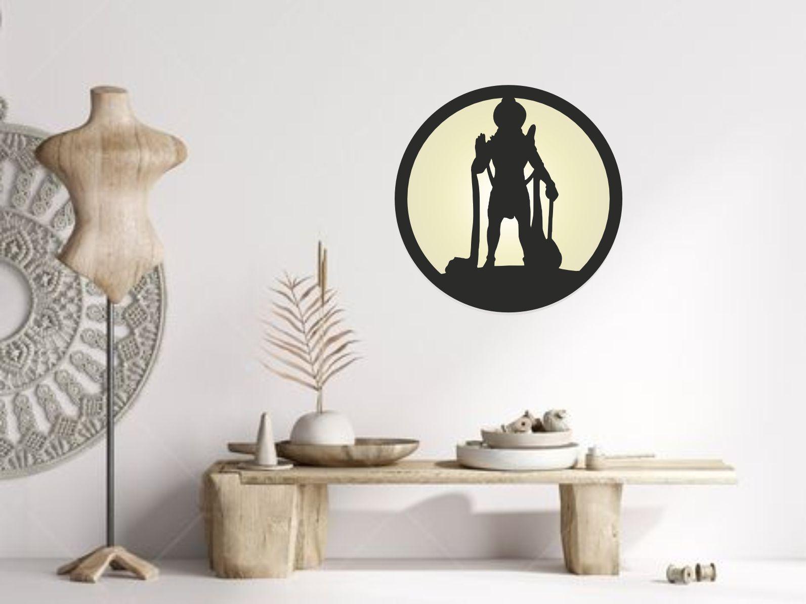 Hanuman Ji LED Wall Decor MDF Wood Backlit Wall Art With LED Light For Living Room - Decor Mantra 