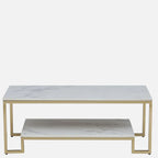 Metal Coffee Table with Brass Finish and Porcelain Top DECORMANTRA